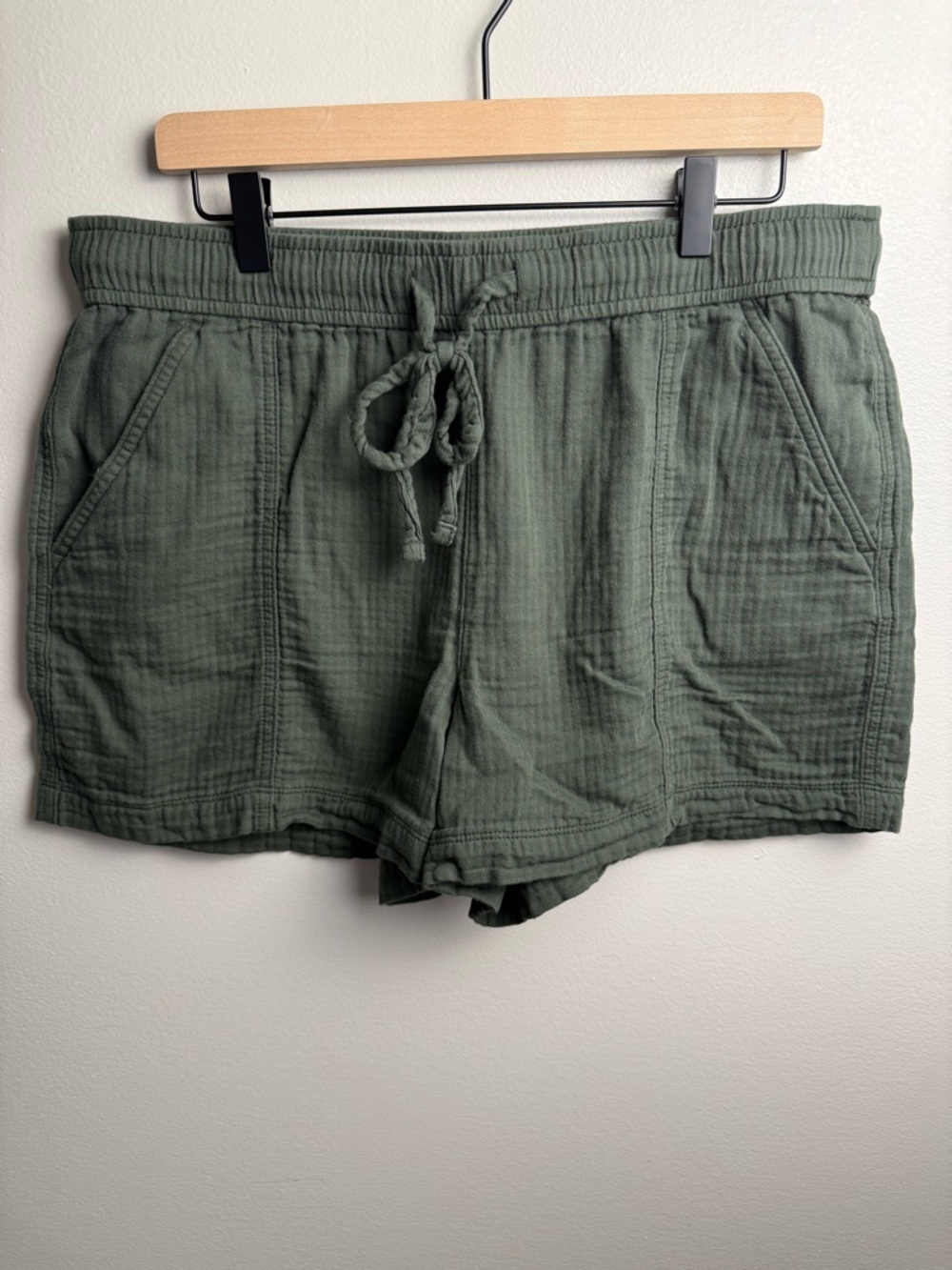 LOFT Olive Green Drawstring 100% Cotton Shorts